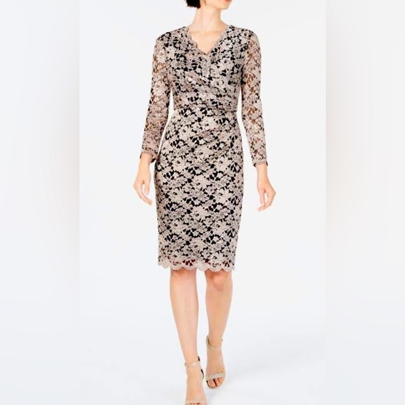 Women’s Formal Dress Size 10, 16 JESSICA HOWARD Gold
Lace Long Sleeve Sequin NEW - Picture 1 of 9
